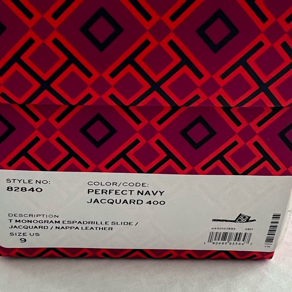 Tory Burch T Monogram Jaquard Canvas-leather espadrille slides - Picture 9 of 9